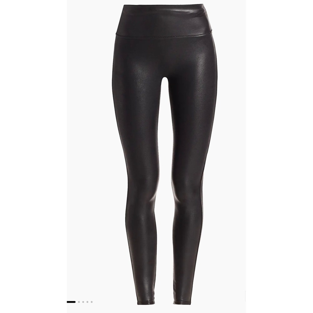 Spanx Faux Leather Leggings Black High Waisted Shaper Size Medium M